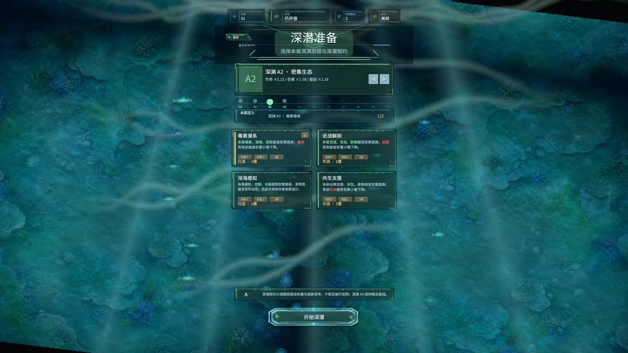 Abyss difficulty and contract selection screenshot